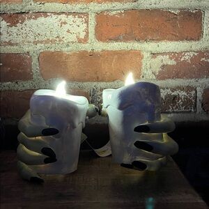Martha Stewart Spooky Hand Candle Holders - Black and White witches hands